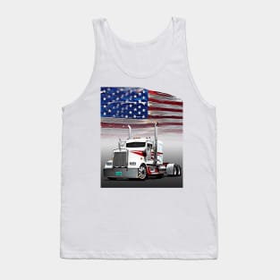 Kenworth Truck and The American Flag by Gas Autos T-Shirt Tank Top